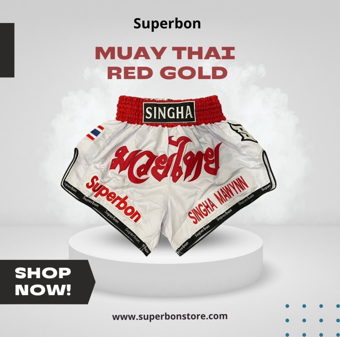 Superbon Muay Thai Shorts Blue Navy Gold